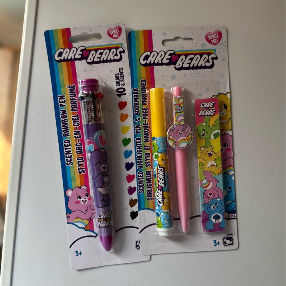 2 Pk Care Bear scented pens includes highlighter & bookmark